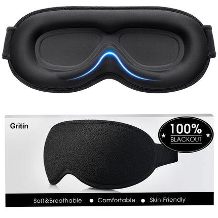 Gritin 3D miega maska ​​sānu gulētājiem, uzlabota elpojoša miega maska ​​ar regulējamu elastīgo siksnu, gaismas bloķēšana, ērta un ergonomiska acu maska ​​vīriešiem un sievietēm, 2 ausu aizbāžņu pāri