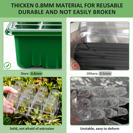 YAUNGEL iekštelpu siltumnīcas pavairotājs, 6 iepakojumi ar 72 šūnām, mini siltumnīcas pavairošanas komplekts, stādu sākuma paplātes, siltumnīcas pavairošanas paplāte ar vāku un ventilāciju stādiem, zaļa