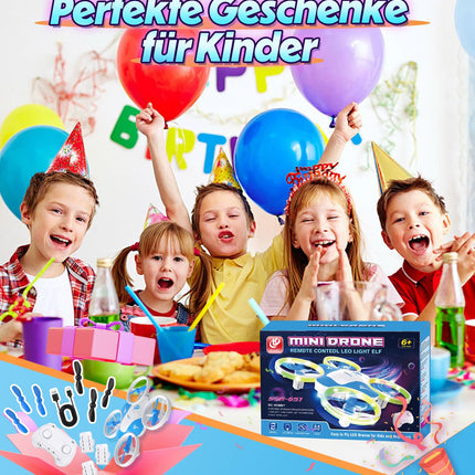 Korffe mini drons bērniem no 6, 7, 8, 9 un 10+ gadu vecuma zēniem, RC lidmašīnas rotaļu drons bērniem un iesācējiem ar LED gaismām, dāvanas iekštelpām un āra aktivitātēm zēniem un meitenēm