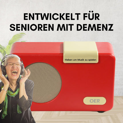 OER mūzikas atskaņotājs, mūzikas kastīte demences pacientiem, senioru radio ar ērtu lietošanu, īpaši senioriem ar Alcheimera slimību, dāvana cilvēkiem ar demenci, demences līdzeklis (sarkans)