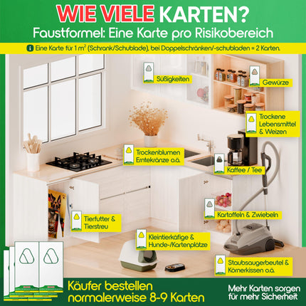 anwerk® Parazītiskās lapsenes pret pārtikas kodēm - 8 kartītes (2 kartītes ar 4 piegādēm) - Efektīvi apkaro pārtikas kodes - Alternatīva kožu slazdiem, kožu aerosoliem un feromonu slazdiem