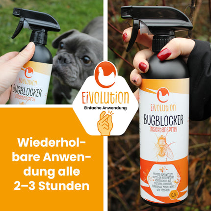 Eivolution Bug Blocker - dabīgs kukaiņu atbaidītājs (500ml) - pret odiem, mušiņām, ērcēm un zāles ērcītēm