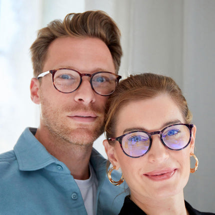 OPULIZE Met brilles Zilās gaismas filtrs Plāns apaļš rāmis Atsperes eņģes Uzlabo miegu Datorbrilles Spēlēm Pretatspīduma Melnas Vīriešiem Sievietēm B60-1 +0.00