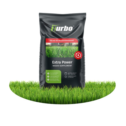 Extra-Power 10kg, zāliena mēslojums, slāpekļa mēslojums, ideāli piemērots pavasarī un vasarā, piemērots izkliedētājiem, granulas ar zemu putekļu saturu, zāliena mēslojums, Turbogreen