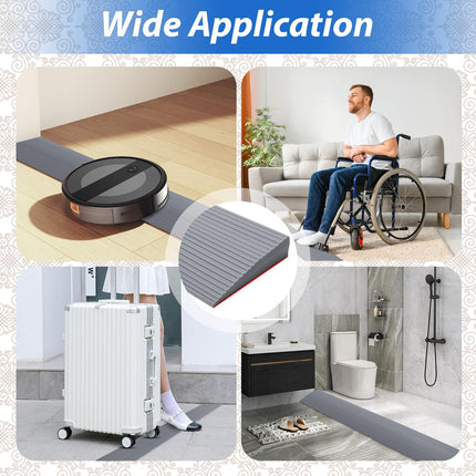 Durvju sliekšņa rampas, sliekšņa rampa, PVC ratiņkrēslu rampa, neslīdoša virsma, gumijas rampa, sliekšņa rampa ratiņkrēsliem, ratiņiem, staigulīšiem vai e-skrejriteņiem (pelēka, 90 x 8 x 2 cm)