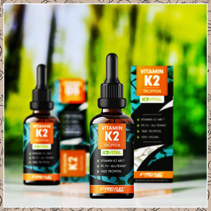 K2 vitamīna pilieni, augsta deva 1800x (50ml) - 200 µg K2 vitamīns MK7, K2VITAL® Premium vitamīns. K2 High Dose no Kappa ar 99,7+% transtaukskābju saturu - laboratorijā pārbaudīts ar sertifikātu, 100% vegāns