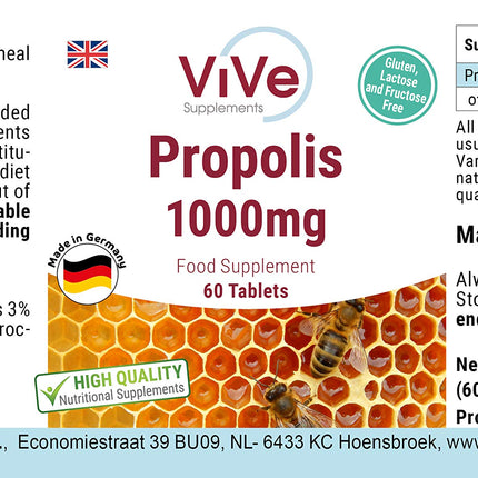 Propoliss 1000 mg - 60 tabletes - Augsta deva | Kvalitāte no Vācijas, ko nodrošina ViVe Supplements