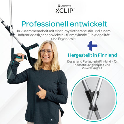 XCLIP apakšdelma kruķu turētājs kustībā — viegls, pārnēsājams 20–22,6 mm nūjas turētājs — iešanas palīglīdzekļa turētājs — ātri un vienkārši uzstādāms kruķu aksesuārs