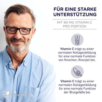 FürstenMED® glikozamīna hondroitīna MSM augsta deva + C vitamīns, 180 kapsulas kā 4 komponentu komplekss ar glikozamīnu, laboratoriski pārbaudīts un bez nevēlamām piedevām