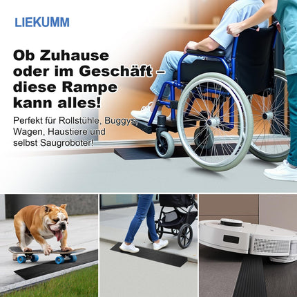 LIEKUMM 1 cm augsta durvju sliekšņa rampa, 650 kg celtspēja gumijas ratiņkrēslu rampa, pārnēsājama, maza izmēra sliekšņa rampa mājām, pakāpieniem, apmalēm, elektriskajiem ratiņkrēsliem, skrejriteņiem, motocikliem, sagriežama