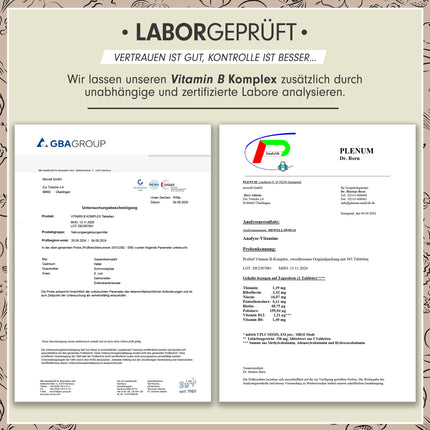 B vitamīnu komplekss 365 tabletes - B komplekss ar B12 - visi 8 B vitamīni (B1, B2, B3, B5, B6, B7, B9, B12) + kofaktori holīns un mioinozitols, laboratoriski pārbaudīts ar sertifikātu, vegāns