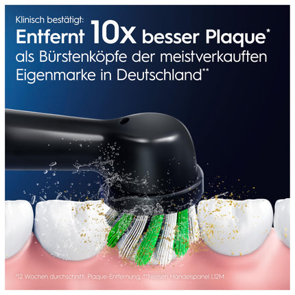 Oral-B Pro CrossAction elektriskās zobu birstes uzgaļi, izcila zobu tīrīšana, X veida sariņi, oriģinālais zobu birstes uzgalis, Oral-B zobu birstes, iepakojums, kas saderīgs ar pastkastīti, 12 uzgaļi, melni