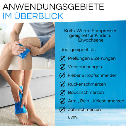 COOLMEDIC Premium Kühlpad Kühlkompresse inkl. Bandage | XXL Kalt Warm Kompresse 29x12cm | Mehrfach-Kompresse Kühlpads Gel Kühlkissen Kaltkompresse z. Kühlen von Schmerzen f. Kinder & Erwachsene