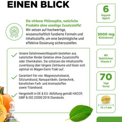 Ķirbju sēklu eļļa - 420 kapsulas - 3000 mg dienā - Ar dabīgo E vitamīnu - Augsta deva - Dabīga un auksti spiesta - Laboratorijā pārbaudīta