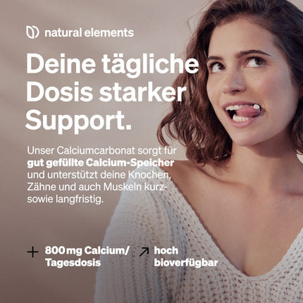 Kalcija tabletes – 800 mg kalcija no kalcija karbonāta vienā dienas devā – 180 tabletes 3 mēnešiem – vegānas, lielas devas, bez nevēlamām piedevām – ražotas Vācijā un laboratoriski pārbaudītas