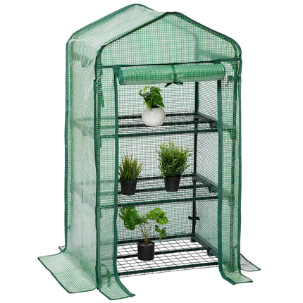 LARMNEE maza siltumnīca, plastmasas siltumnīca balkonam, tomātu siltumnīca stabila, 3 plauktu siltumnīca, 69 x 49 x 126 cm, terases audzēšanas māja, PE sieta plēve, vietu taupoša, dārzs, zaļa EGN03GH02