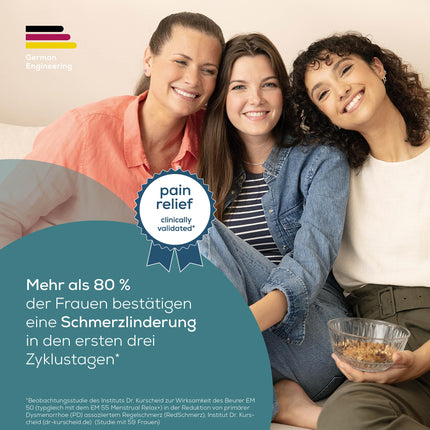 Beurer EM 50 Menstrual Relax, menstruālā ieliktnītis ar TENS un siltuma funkciju, menstruālo sāpju un endometriozes sāpju mazināšanai, klīniski apstiprināts un dabisks atvieglojums, pārnēsājams, darbināms ar baterijām