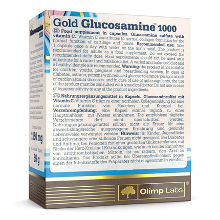Olimp Labs Glucosamine 1000-60 kapsulas - uztura bagātinātājs kapsulu veidā ar glikozamīna sulfātu un C vitamīnu