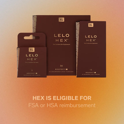 LELO HEX Respect XL, īpaši lieli prezervatīvi ar lielāku izturību, plāni, bet izturīgi lateksa prezervatīvi, 58 mm diametrā (12 gab. iepakojumā)