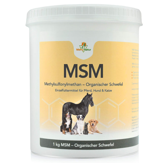 Mahu Natur 1 kg MSM zirgiem un suņiem, augsta deva - metilsulfonilmetāns (organiskais sērs) - augsta deva un augsta tīrība - MSM pulveris 1000 g