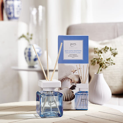 ipuro - Essentials istabas aromāts Saulains pludmales laiks 50ml | Telpas atsvaidzinātājs ar greipfrūta, citrona un baltā muskusa aromātu | Difuzors ar nūjiņām | Gaisa atsvaidzinātājs mājām