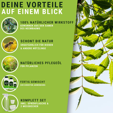 WENDOWERK® Nīma eļļa [1000 ml] - Komplektā ietilpst smidzināšanas pudele un mērtrauks - Nīma eļļa ar emulgatoru tiešai lietošanai - Nīma eļļa dabīgai augu kopšanai lietošanai iekštelpās un ārā