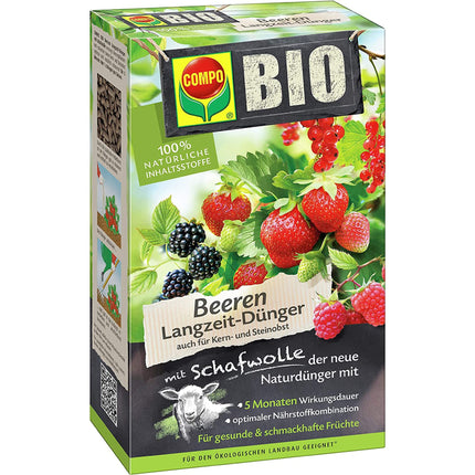 COMPO BIO Ogu ilgtermiņa mēslojums visiem ogulājiem, sēkleņiem un kauleņaugiem, 5 mēnešu ilgtermiņa iedarbība, 750 g, Ogu mēslojums
