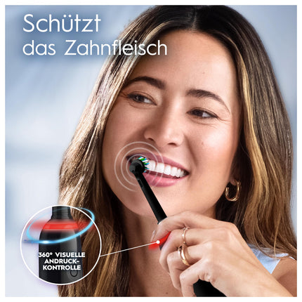 Oral-B PRO 3 3500 elektriskā zobu birste, 2 birstes galviņas, 3 tīrīšanas režīmi un 360° vizuālā spiediena kontrole zobu kopšanai, ceļojumu maciņš, dāvana vīriešiem/sievietēm, melna
