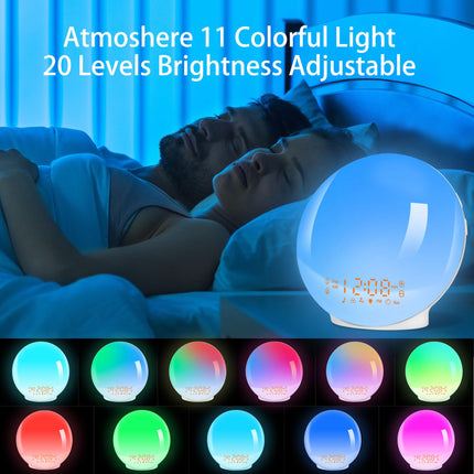 Tageslichtwecker Lichtwecker Wake up Light Sonnenaufgang Sonnenuntergang Simulation Wecker Radio 7 Naturgeräusche 2 Alarmen Snooze 11 Farblicht 20 Helligkeit Nachttischlampe Erwachsene (gelb)