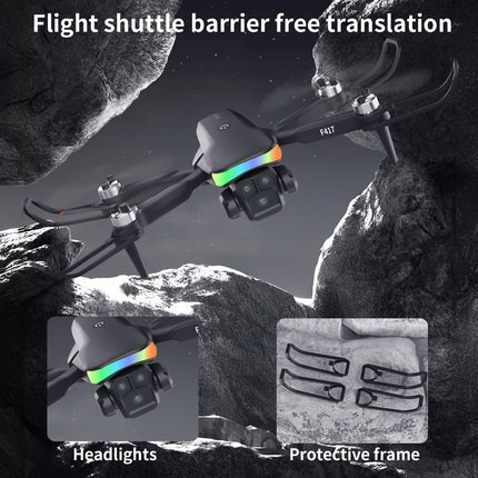 F417 drons ar 1080P kameru pieaugušajiem, 90° regulējams, RGB LED lente, WiFi FPV pārraide, divu kameru droni iesācējiem, bezkontaktu, RC kvadrokopters, ideāli piemērots iesācējiem un izklaidei brīvā dabā, rokassoma