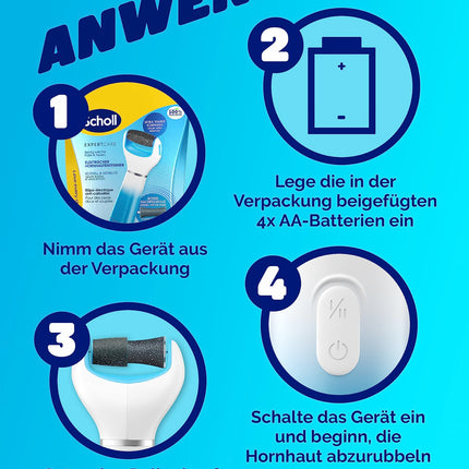 Scholl Expert Care, tulznu noņemšana zīdaini mīkstām pēdām, elektrisks tulznu noņemšanas līdzeklis ātrai un vienkāršai lietošanai (ar jūras minerālu rullīti precīziem rezultātiem, 1 ierīce, ieskaitot rullīti) 1 gab.