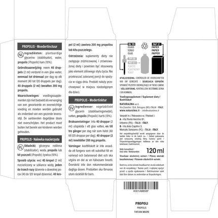 Propoliss (propoliss) sveķi bezalkoholiskā mātes tinktūra Naturalma - šķidrā ekstrakta pilieni 120 ml - uztura bagātinātājs