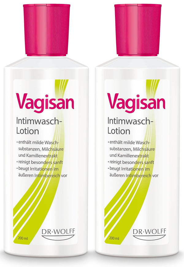 Vagisan intīmās zonas mazgāšanas losjons - 2x 200 ml | Maigai intīmās zonas attīrīšanai sausuma, niezes un dedzināšanas gadījumā | Novērš infekcijas un ādas kairinājumus