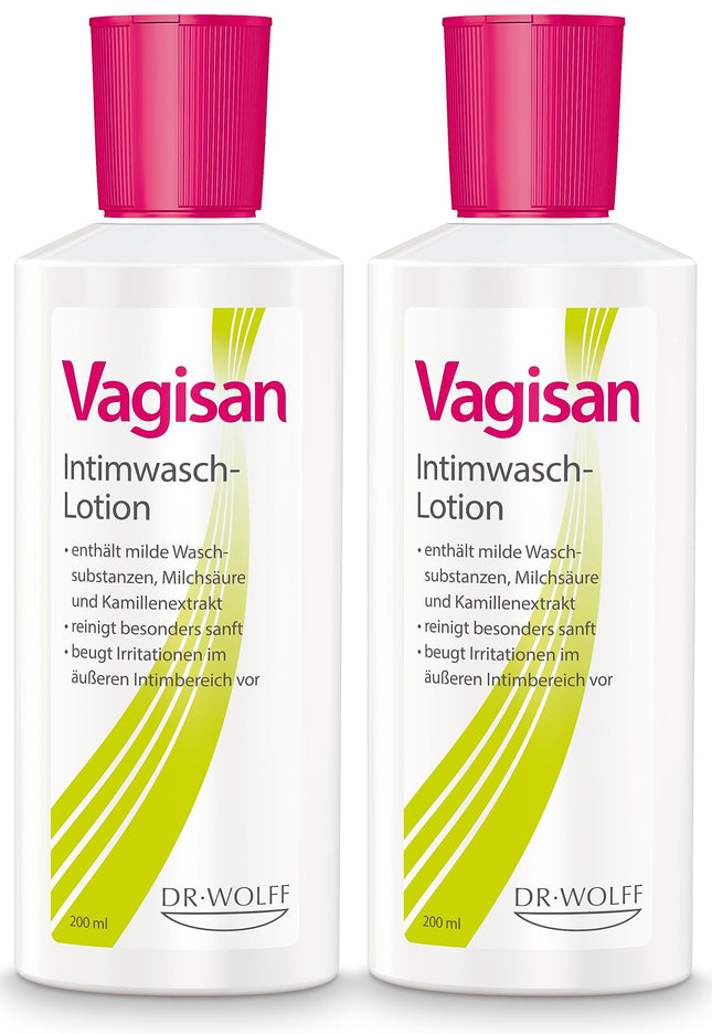 Vagisan intīmās zonas mazgāšanas losjons - 2x 200 ml | Maigai intīmās zonas attīrīšanai sausuma, niezes un dedzināšanas gadījumā | Novērš infekcijas un ādas kairinājumus