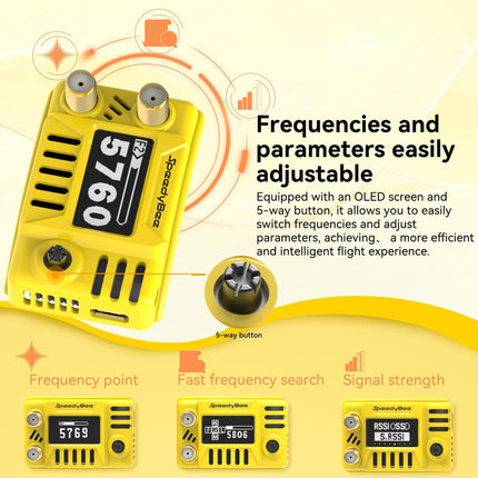 5,8 GHz briļļu uztvērējs ar OLED ekrānu, divkāršs uztvērējs, 48 ​​kanāli FatShark HDZero Orqa FPV brillēm, saderīgs ar DJI V1, V2 (antena iekļauta komplektā)