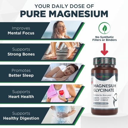 Dabīgs magnija glicināts 500 mg augstākās kvalitātes 100 vegānu kapsulas Perfektas proporcijas Augstākā biopieejamība