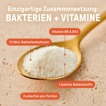 BRAINEFFECT DAILY GUT - Gardīgs baktēriju celmu dzēriena pulveris ar šķiedrvielām un B6 + B12 vitamīniem