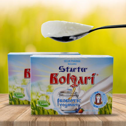 Bolgari jogurta fermentācijas probiotika. Pašdarināts jogurta pulveris. Jogurta kultūras Lactobacillus bulgaricus un Lactobacillus rhamnosus. 7 paciņas dabīgā jogurta. Ierauga kultūra jogurta ražotājiem (1)