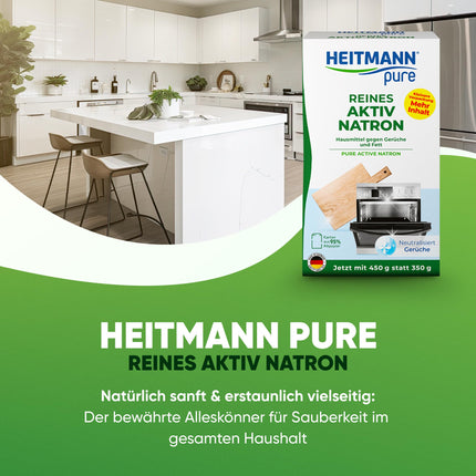 HEITMANN tīrā aktīvā cepamā soda | Uzticami noņem taukus, smakas un traipus visā mājā | 450 g