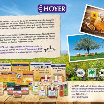 Hoyer Propolis &amp; Sage Lozenges Organic - Nomierinošs līdzeklis pret klepu un aizsmakumu - Ar propolisa ekstraktu un salvijas ekstraktu - 60 sūkājamās tabletes (1 x 30 g)