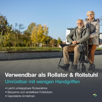 Helavo 2 vienā rullators un ratiņkrēsls vienā - salokāms rullators ar kāju balstiem - pārveidojams par transporta krēslu