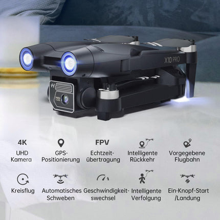 CHUBORY X10 PRO GPS drons ar 4K UHD kameru pieaugušajiem, 90 minūšu lidojuma laiks, 1000 metru vadības diapazons, automātiska atgriešanās, sekošanas režīms, bezsuku motors, 5G RC kvadrokopters iesācējiem