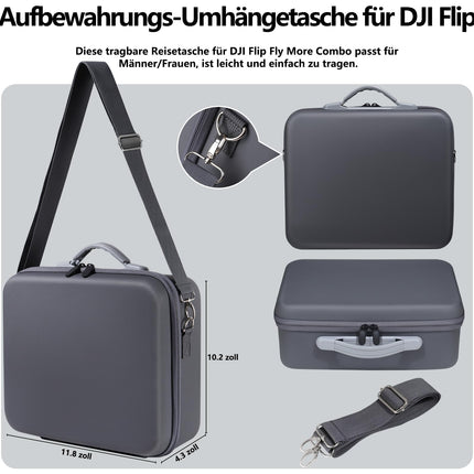 Soma DJI Flip – aizsargājošs cieta apvalka pārnēsāšanas futrālis ar kabatu DJI Flip Fly More Combo dronam, daudz vietas visu DJI Flip dronu piederumu glabāšanai.
