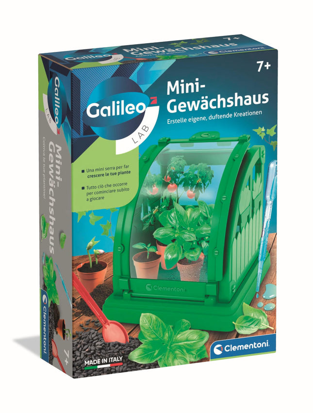 Clementoni Galileo Lab mini siltumnīca - DIY botānikas komplekts bērniem - audzējiet savus augus ar podiem, kūdru un sēklām - iekštelpu dārzs ar lūku kopšanai, ražotājs Clementoni 59438