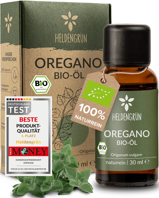 Heldengrün® ORGANISKĀ oregano eļļa [AUGSTA DEVA] ar +82% karvakrola - Sertificēts pārtikas produkts iekšķīgai lietošanai - Bioloģiskā oregano eļļa no Grieķijas - Oregano eļļa