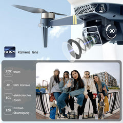Bezkontaktu īpaši izturīgais salokāms kvadrokoptera drons iesācējiem – vairāk nekā 40 minūšu lidojuma laiks, Wi-Fi FPV drons ar 120° platleņķa 4K HD kameru, bezkontaktu motoru, sekošanas režīmu (2 baterijas)