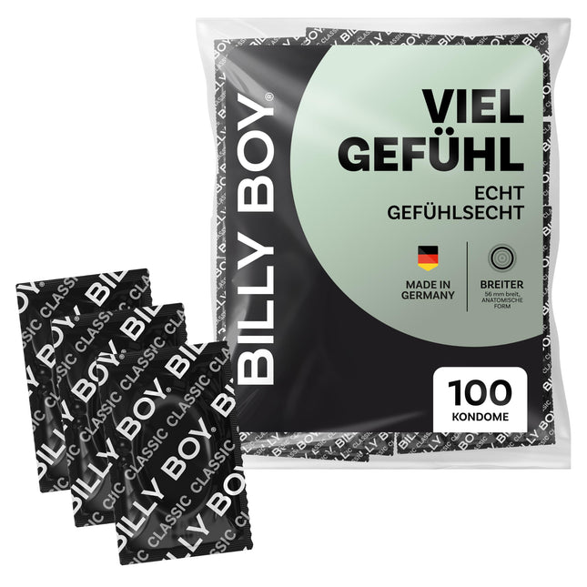 BILLY BOY prezervatīvi "Lots of Feeling 100s" | 56 mm | Reālistiski prezervatīvi ar patīkamu aromātu | (1x100 gabali)