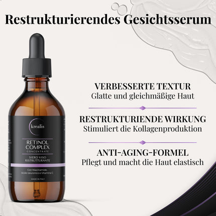 •100 ml • Retinola serums ar niacinamīdu, hialuronskābi un C vitamīnu, sejas serums, pretgrumbu līdzeklis ādas kopšanai sievietēm un vīriešiem
