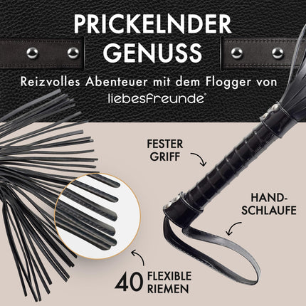 Liebesfreunde® Seksa Pātaga – BDSM Rotaļlieta ar Pātagu, cieta un mīksta, uzliekama, ieskaitot aizsietni acīm
