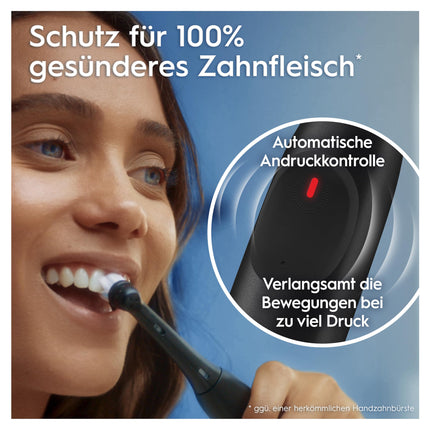 Oral-B iO Series 2 elektriskā zobu birste, 1 birstes galviņa, 3 tīrīšanas režīmi, magnētiskā tehnoloģija, ceļojumu maciņš, Braun dizains, naktsmelna
